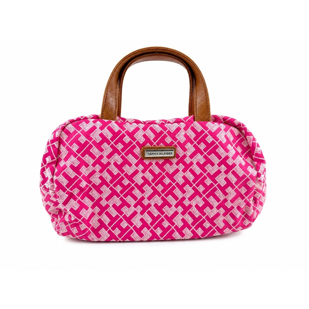 Tommy Hilfiger Pink Monogram Jacquard Mini Duffle Bag Purse